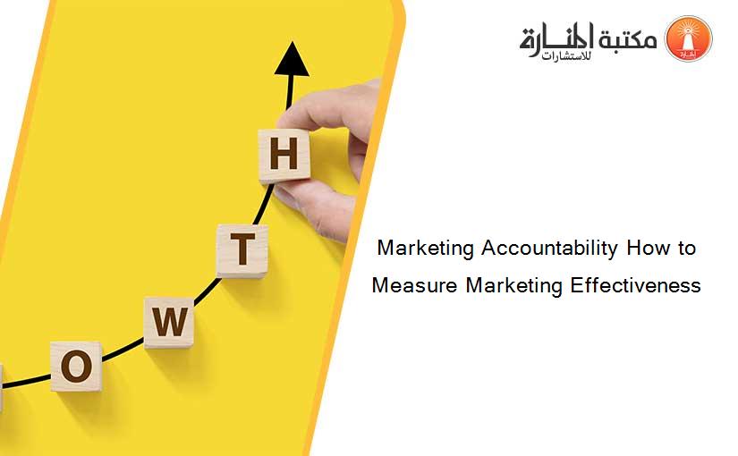 Marketing Accountability How to Measure Marketing Effectiveness