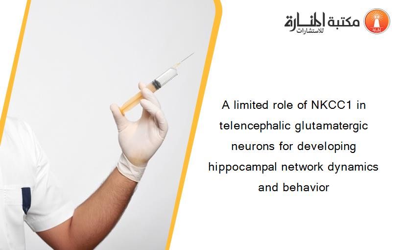 A limited role of NKCC1 in telencephalic glutamatergic neurons for developing hippocampal network dynamics and behavior