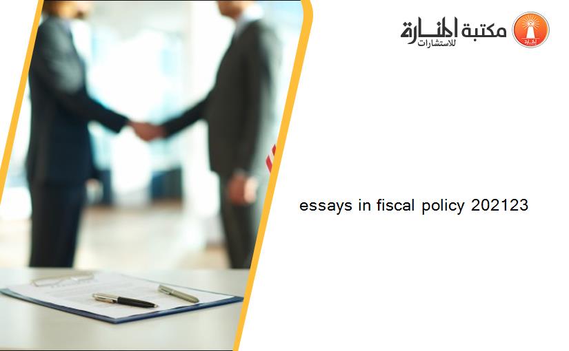 essays in fiscal policy 202123